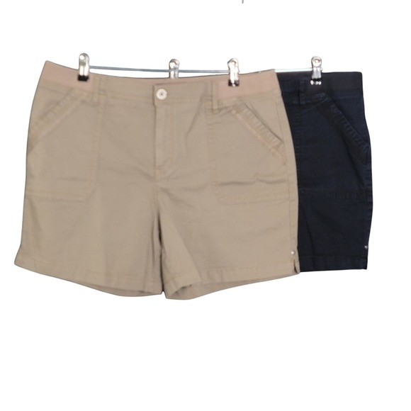 Gloria Vanderbilt Pants - Gloria Vanderbilt Shorts Womens 16 Khaki Navy Blue Amanda Stretch Comfort Waist